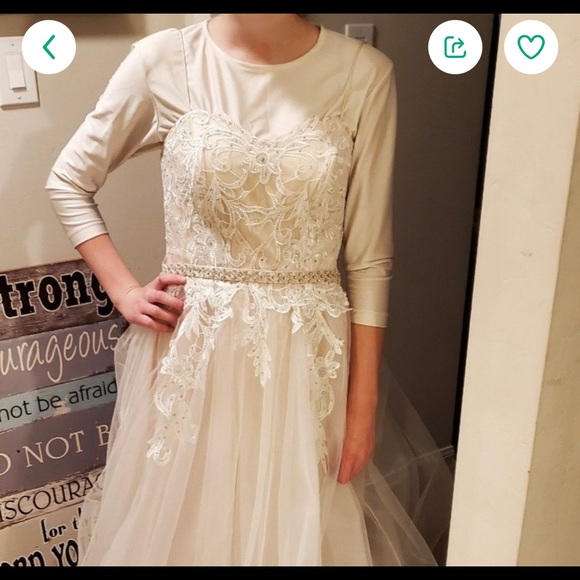 Beautiful sheer white with hints of pink prom dress never worn. Size 4 - Picture 9 of 15